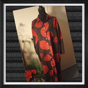 Red and Black Maxi Shirt Dress